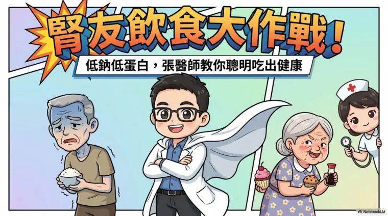 腎友飲食指南：低鈉低蛋白飲食 衛教漫畫封面